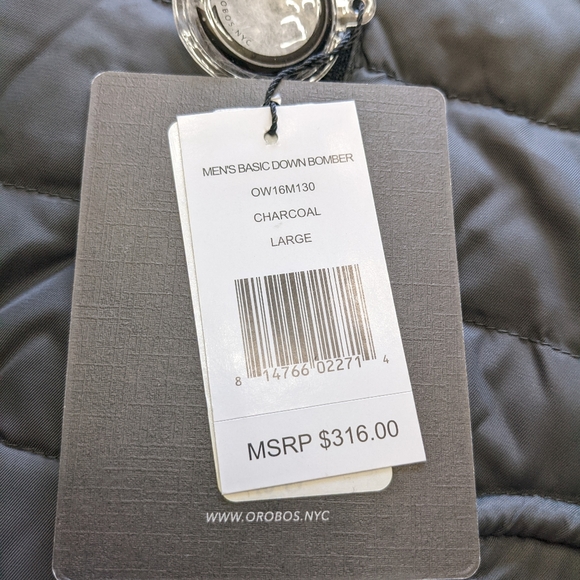 NEW Orobos Mens GRAY/CHARCOAL Down Bomber Jacket MSRP$316 Large COAT - Picture 5 of 14